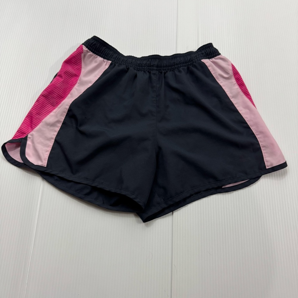 K17. Black and Pink Adidas Women's Athletic Shorts (S)